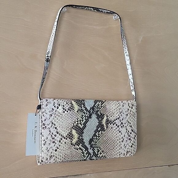 NWT LK Bennett Kate Middleton Snakeskin Python Slim Leather Clutch Bag Purse - Picture 3 of 11